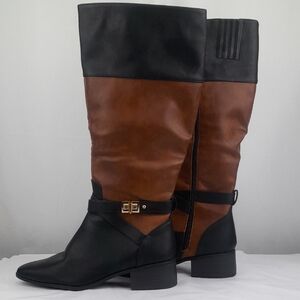 Winnie Block Heel Black Brown Zip Boots